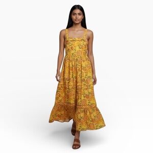 Band Of The Free Womens Yellow Floral Tiered Flowy Dress XS